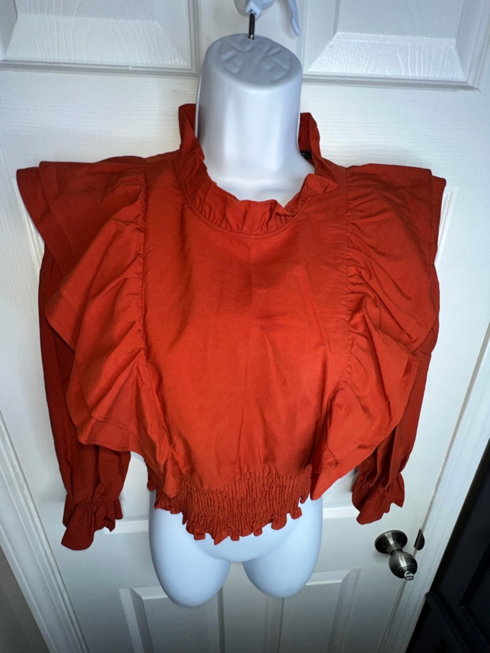Zara Rust Red Ruffle Crop Top - Picture 13 of 15